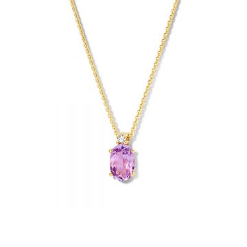 Juwelier Vanquaethem Ketting - Goud 18 Karaat - Briljant & Amethyst