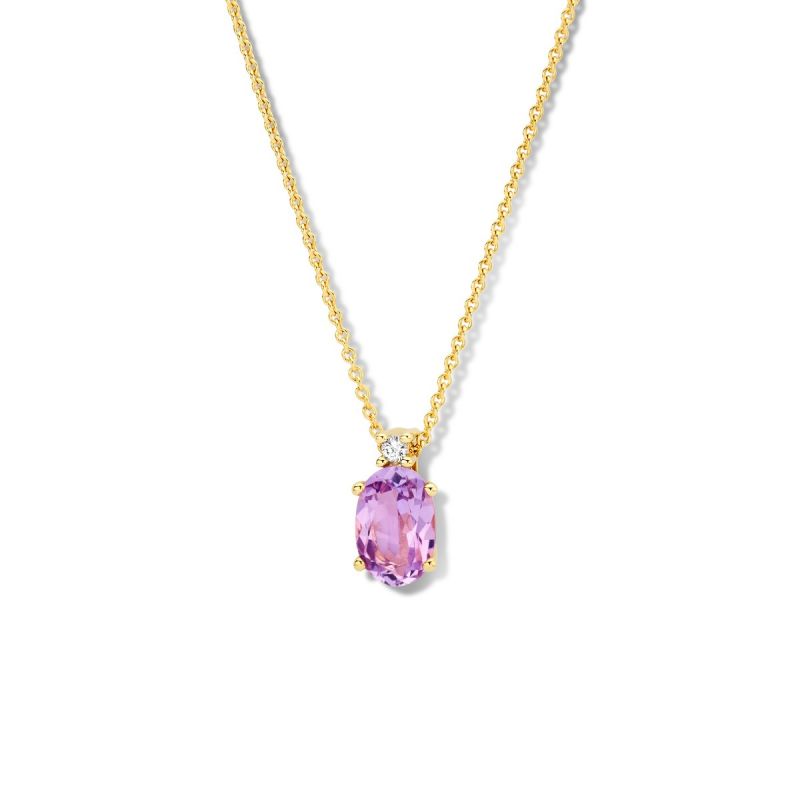 Juwelier Vanquaethem Ketting - Goud 18 Karaat - Briljant & Amethyst