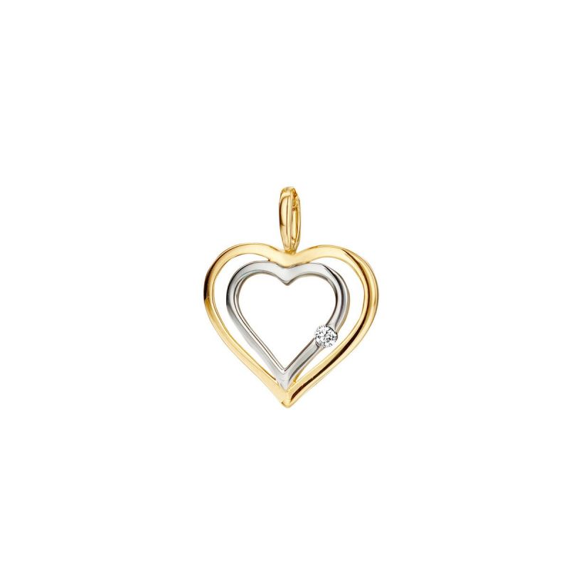 Juwelier Vanquaethem Hanger - Goud 18 karaat - Briljant - Hartje