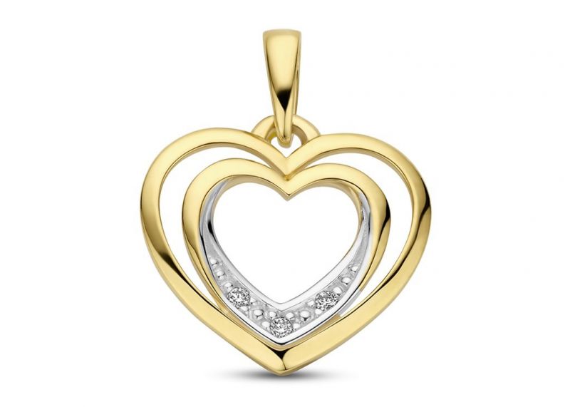 Juwelier Vanquaethem Hanger - Goud 18 karaat - Briljant - Hartje