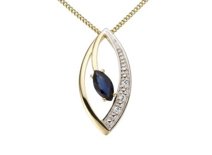 Juwelier Vanquaethem Hanger - Goud 18 karaat - Briljant & Saffier