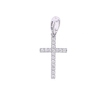 Juwelier Vanquaethem Hanger - Goud 18 karaat - Zirconium - Kruis