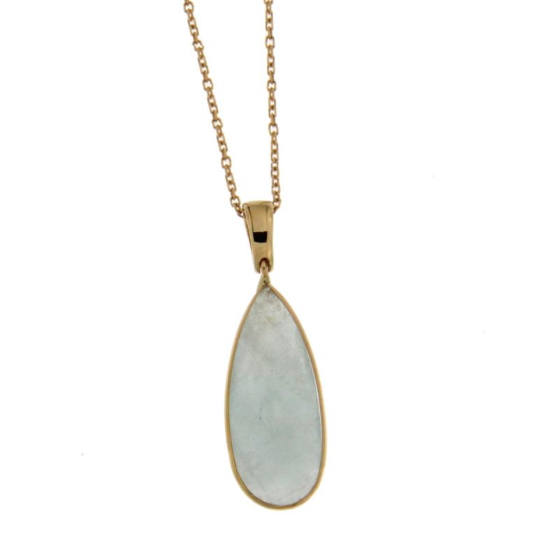 Juwelier Vanquaethem Ketting - Goud 18 karaat - Aquamarijn