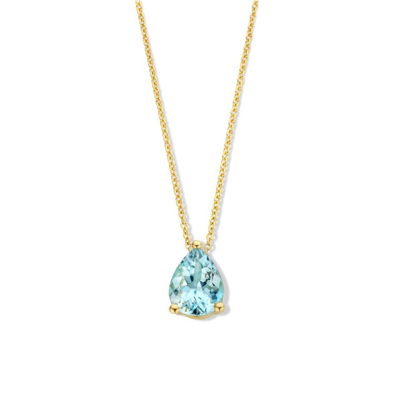 Juwelier Vanquaethem Ketting - Goud 18 Karaat - Aquamarijn