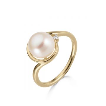 Juwelier Vanquaethem Ring - Goud 18 karaat - Briljant & Parel