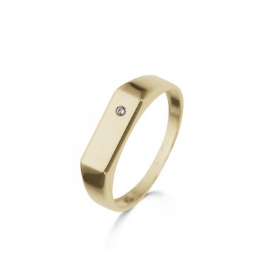 Juwelier Vanquaethem Ring - Goud 18 karaat - Briljant - Zegelring