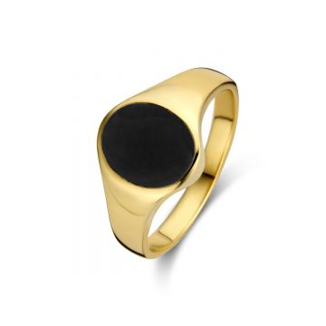 Juwelier Vanquaethem Ring - Goud 18 karaat - Onyx - Zegelring